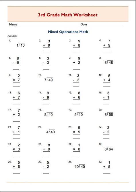 Free 3rd Grade Math Students Activity Shelter