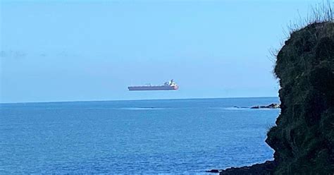 Floating Ship Illusion Caught On Camera Off Coast Of Cornwall