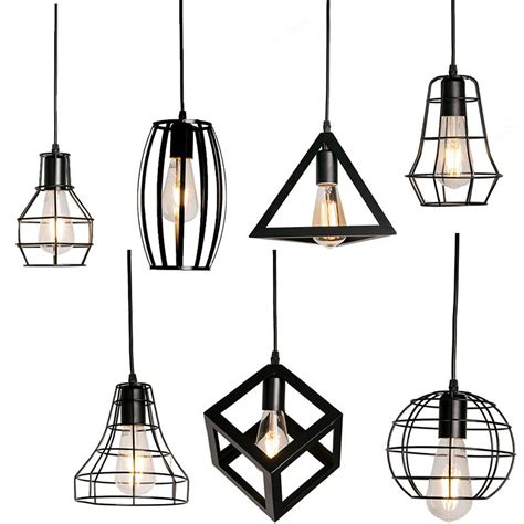 Single pendants also look great when grouped together and suspended at various heights for a bold statement. 7 Type Modern Black Cage Pendant Lights Iron Minimalist ...