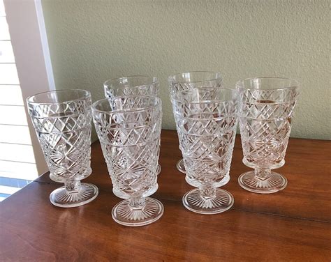 Oz Hazel Atlas Gothic Pattern Footed Water Goblets Set Of Etsy