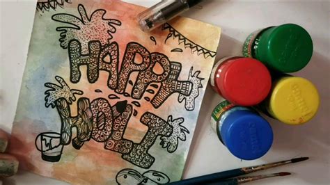 How To Make Happy Holi Drawing Holi Mandala Art Holi Doodle Youtube