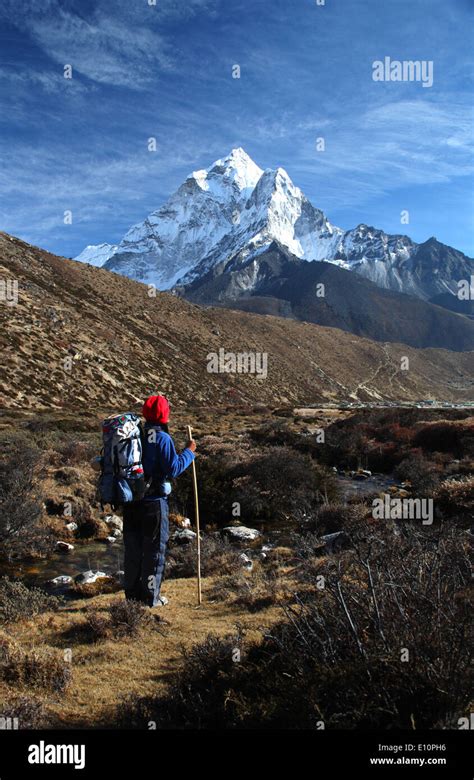 Backpacking In Nepal Stock Photo Alamy