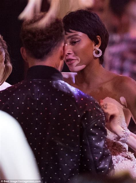 Cannes Winnie Harlow Cosies Up To Lewis Hamilton Daily Mail Online