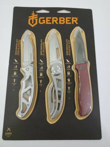 Gerber Greatest Hits 3 Pc Folding Knife Set Paraframe Ripstop Ii And Air