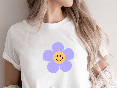 Flower Smiley Face Svg Daisy Smiley Face Svg Retro Smiley Etsy