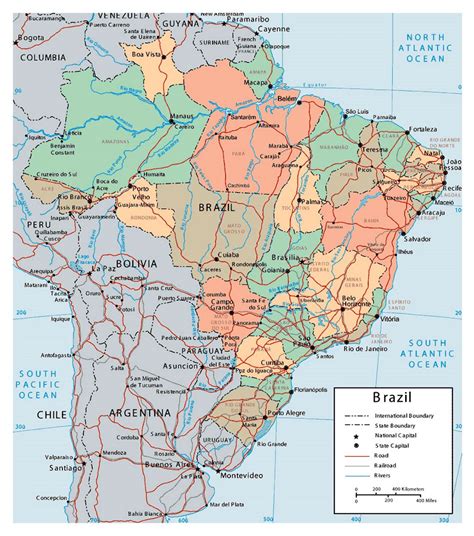 Grande Detallado Mapa Político Y Administrativo De Brasil Con Capital