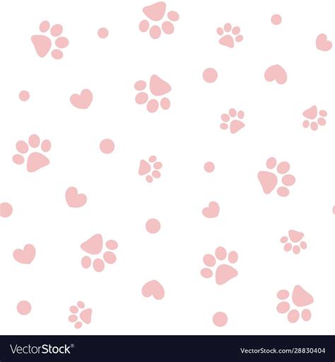 Seamless Pattern With Pink Pet Paw Prints And Hearts For Wallpaper