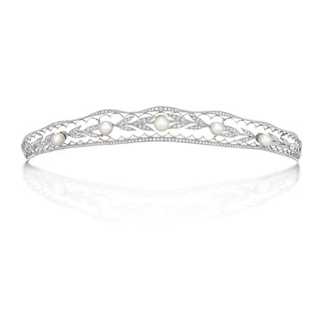 Belle Epoque Platinum Pearl And Diamond Bandeau Tiaras Jewellery