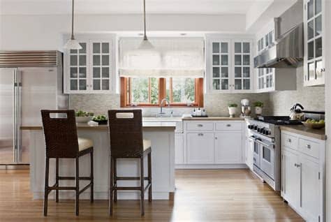 The placement of red brick is really interesting: 21+ L-Shaped Kitchen Designs, Decorating Ideas | Design ...
