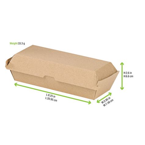 Kraft Corrugated Hot Dog Clamshell Take Out Box L82in W295in H2