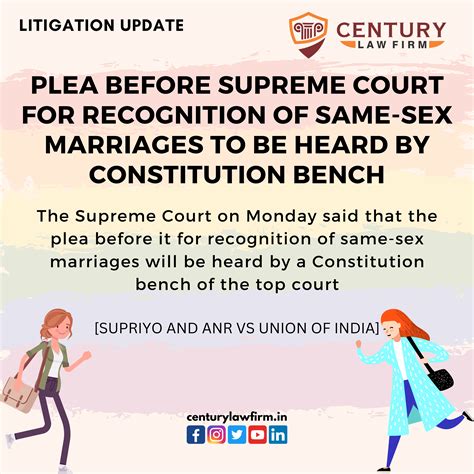 plea before supreme court for recognition of same sex marriages to be heard by constitution