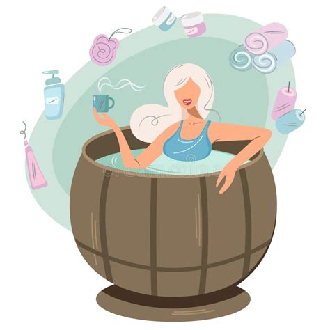 A Woman Sits In A Hot Tub And Relaxes Bath Interior Design At Home The Girl Is Resting In The