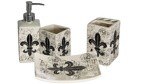 Our top picks for fleur de lis wall art, kitchen decor, metallics and bathroom accessories bring the feel of the french countryside home. Fleur De Lis 4-Piece Bath Set | Groupon Goods