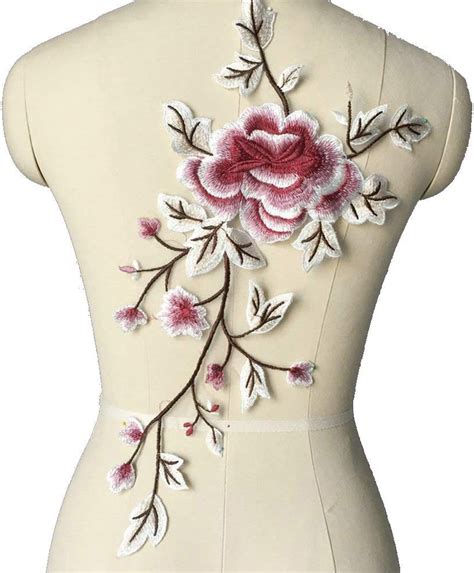 Large Peony Embroidered Flower Patches Sew On Iron On