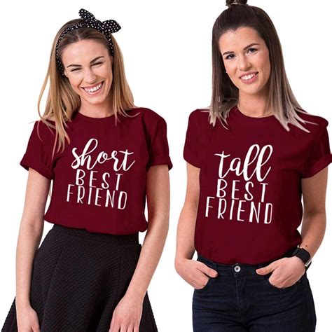 Funny Short Tall Tee Bff Matching Shirts Best Friends Women