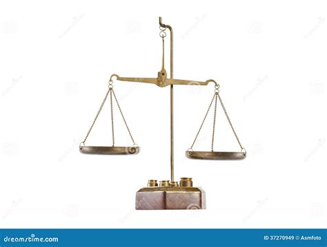 Antique Brass Balance Scale On Pedestal With Empty Pans Stock Image