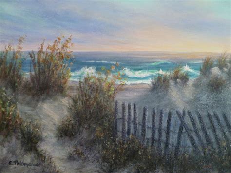 Beach Sand Dunes Sunrise Coastal Painting Amber Palomares Fine Art
