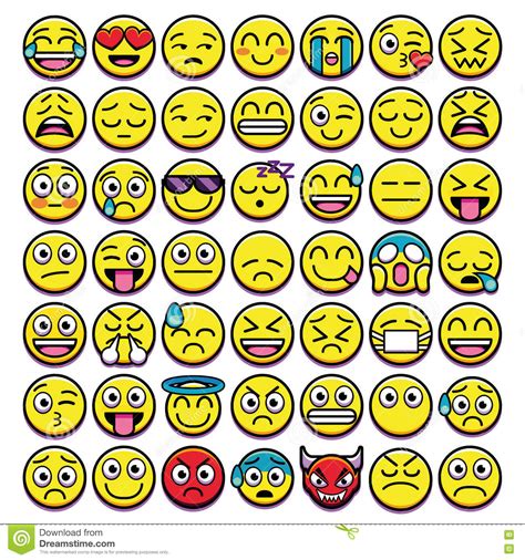 Insieme Di Emojis Differente Isolato Su Fondo Bianco Illustrazione Di