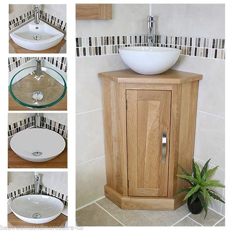 Corner Vanity Unit With Oak Top And Your Choice Of Bathroom Wash Basin