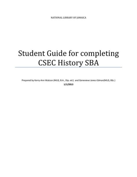 Student Guide For Completing Csec History Sbapdf
