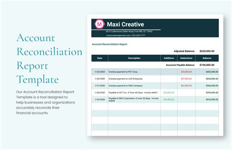 Account Reconciliation Report Template Excel Google Sheets