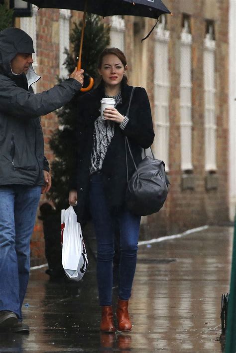 EMMA STONE On Rainy Day Out In New York HawtCelebs