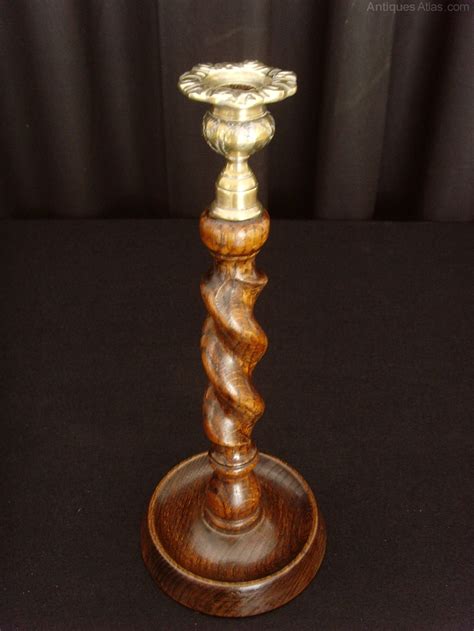 Antiques Atlas Pr 12 Oak Barleytwist Candlesticks Brass Sconces