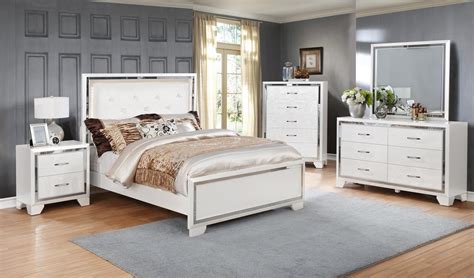 Gtu Furniture Contemporary White And Silver Style Wooden King Bedroom
