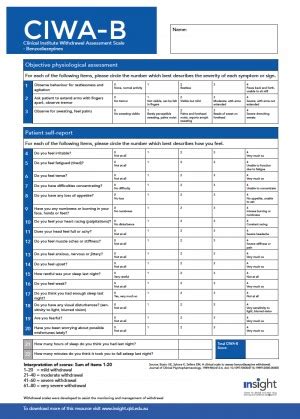 Insight Resources Clinical Institute Withdrawal Assessment Scale