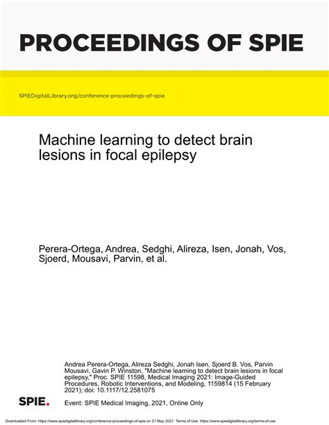 Pdf Machine Learning To Detect Brain Lesions In Focal Epilepsy