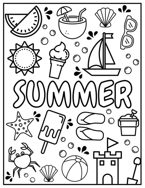 20 Free Printable Summer Coloring Pages Everfreecoloringcom Free Easy
