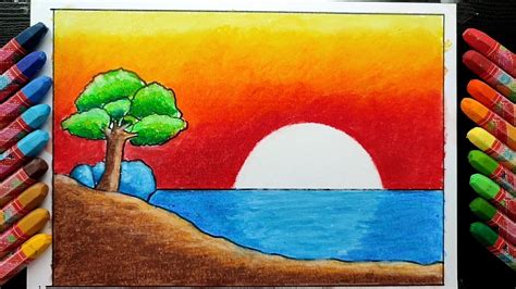 Gün Batımı Kolay Pastel Boya Resim Easy Drawing Oil Pastel Sunset