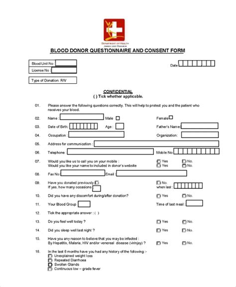 Free 9 Sample Questionnaire Consent Forms In Pdf Ms Word