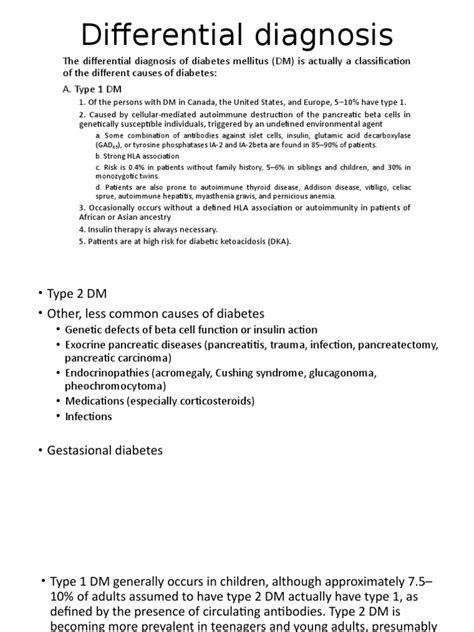 Differential Diagnosis Of Diabetes Mellitus Pdf Diabetes Autoimmunity
