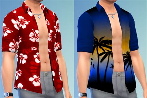 Mod The Sims Open Aloha Shirts For Men