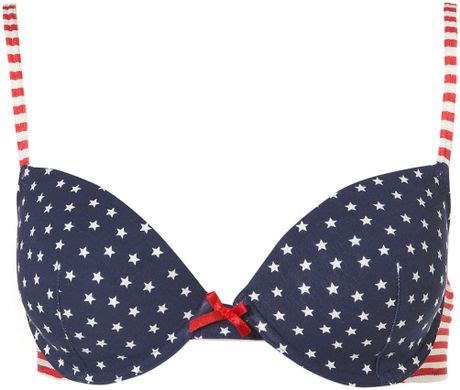 Topshop Stars And Stripes Plunge Bra In Red Lyst