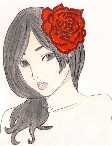 Red Rose · A Manga Drawing · Art And Drawing On Cut Out Keep