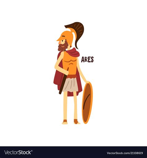 Ares Olympian Greek God Ancient Greece Mythology Vector Image