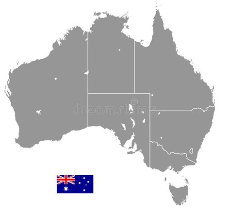 Grey Vector Political Map Of Australia Stock Vector Illustration Of
