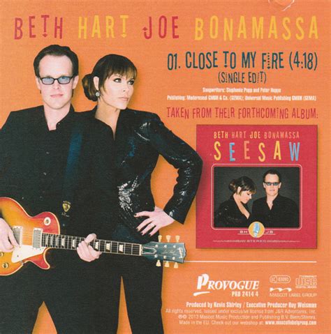 Beth Hart Joe Bonamassa Close To My Fire 2013 Cdr Discogs