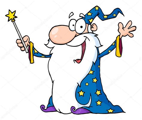 Wizard Waving And Cape Holding A Magic Wand — Stock Photo © Hittoon