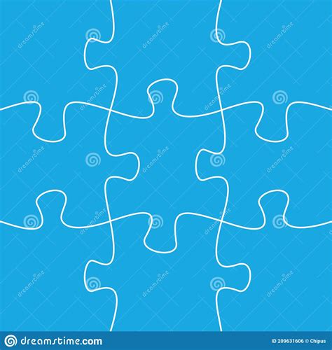 9 jigsaw pieces template puzzle pieces connected together stock vector illustration of join