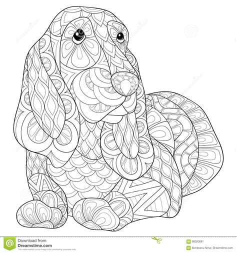 Adult Coloring Page Beagle Dog Stock Vector Illustration