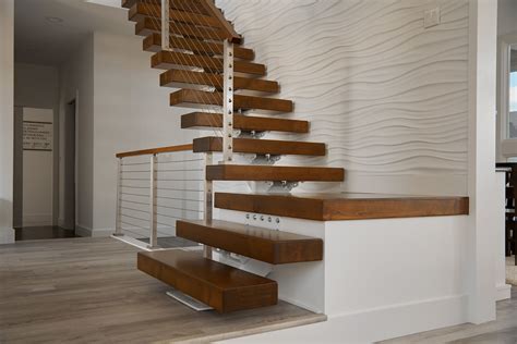 90 Degree Floating Stair Remodel Staircase Styles Wood Staircase