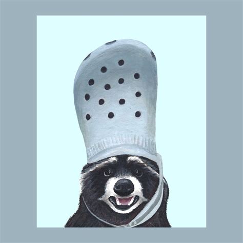 Raccoon With Croc Hat Print Aesthetic Meme Cottagecore Decor Etsy