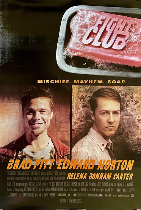 Original Fight Club Movie Poster Brad Pitt Edward Norton