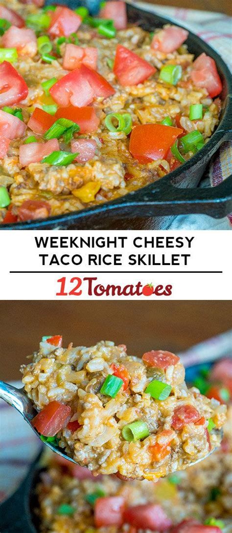 Yes i was making more desserts but if you read the. Weeknight Cheesy Taco Rice Skillet (With images) | Mexican ...
