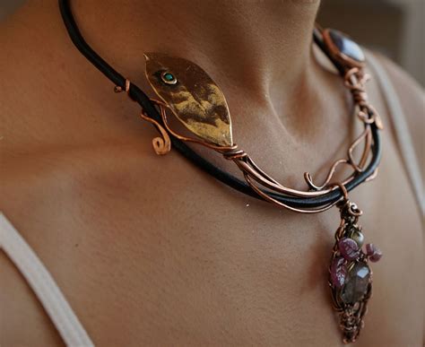 Copper Necklace Unique Copper Art Jewelry Copper Collar Etsy Uk