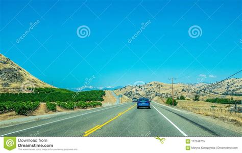 Picturesque Highway In The Sierra Nevada Agricultural Area In