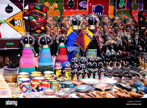 A Market Stall Selling Colourful African Crafts Stock Photo Alamy
